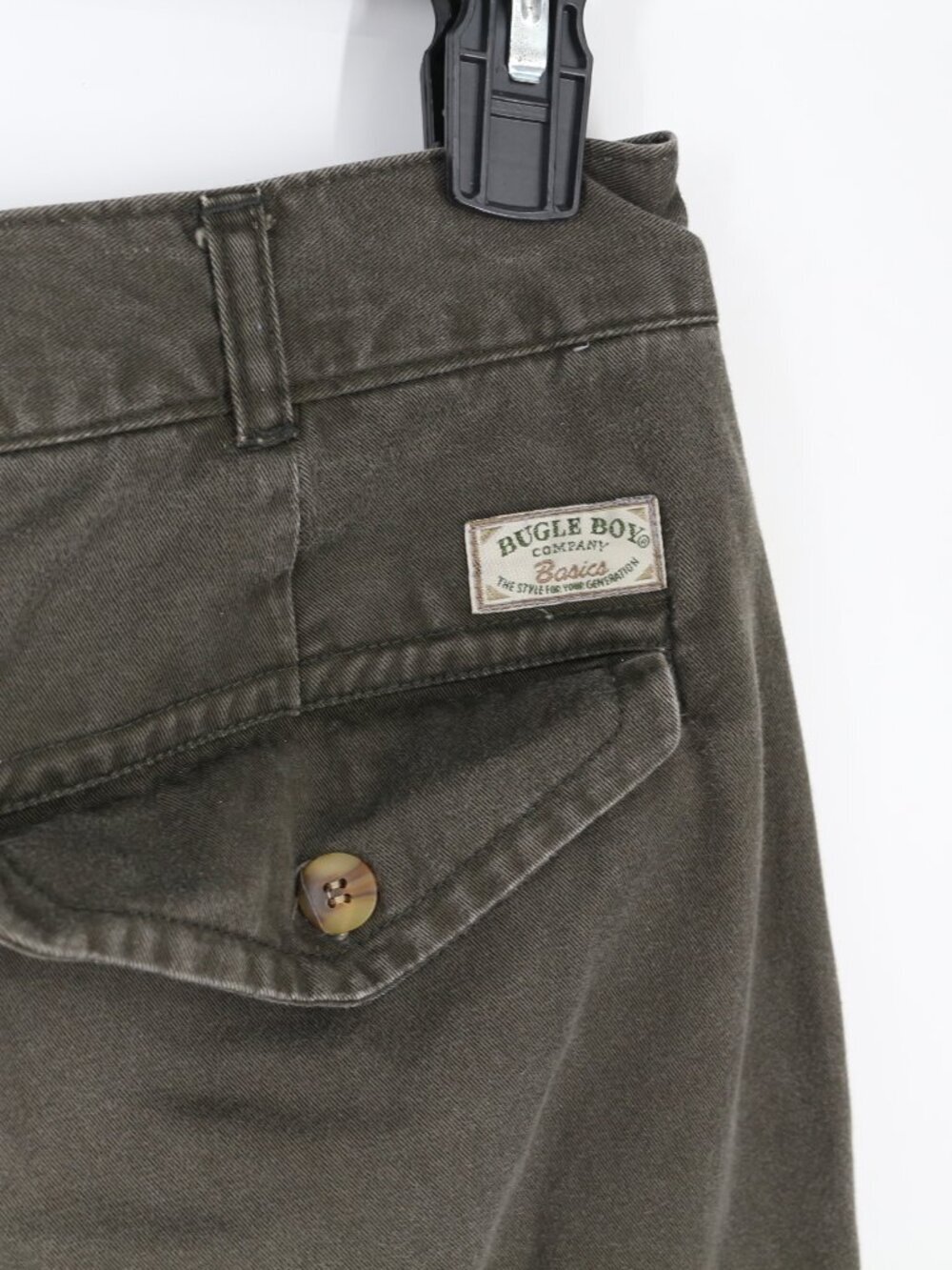 Bugle Boy Khakis Mens 36x32 Green 100% Cotton Pleated Comfort Fit